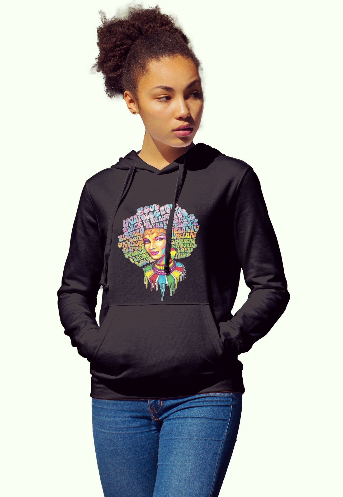 Black Inspirational Hoodie (Dripping Colors)