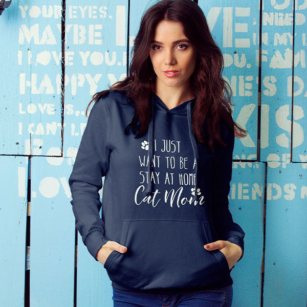 "Stay-at-Home Cat Mom" Hoodie