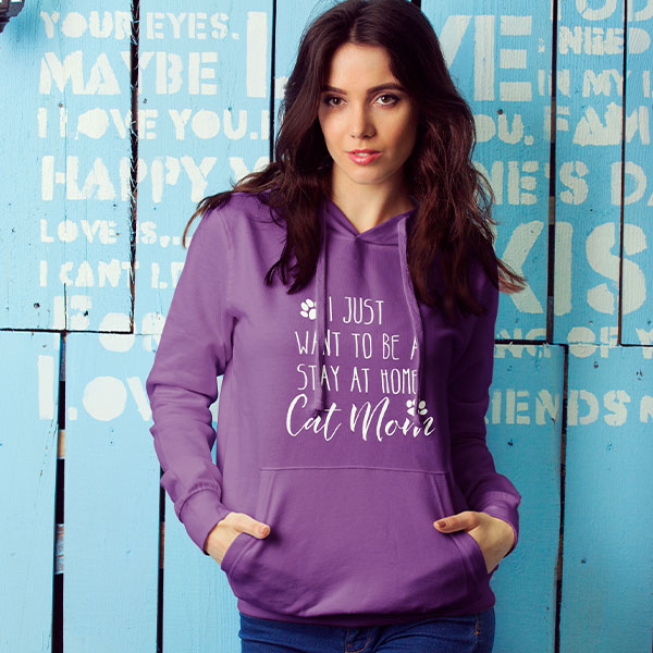 "Stay-at-Home Cat Mom" Hoodie