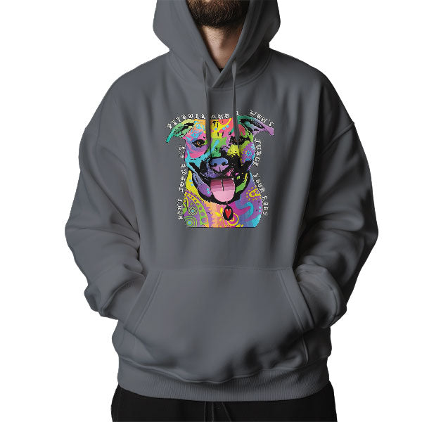 Don't Judge My Pitbull and I Won't Judge Your Kids - Vibrant Pitbull Art Hoodie