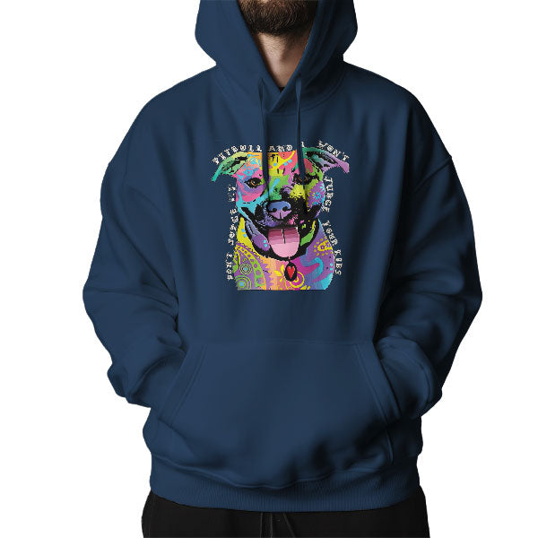 Don't Judge My Pitbull and I Won't Judge Your Kids - Vibrant Pitbull Art Hoodie