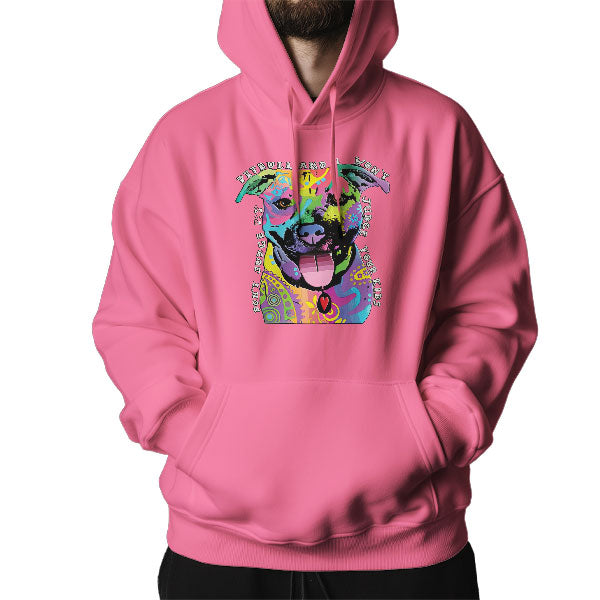 Don't Judge My Pitbull and I Won't Judge Your Kids - Vibrant Pitbull Art Hoodie