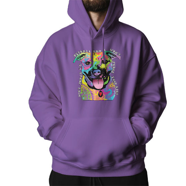 Don't Judge My Pitbull and I Won't Judge Your Kids - Vibrant Pitbull Art Hoodie